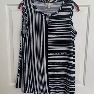 Monochrome Striped Sleeveless Top